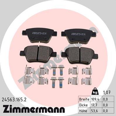 Zimmermann 24563.165.2 - Тормозные колодки, дисковые, комплект autodnr.net