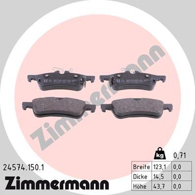 Zimmermann 24574.150.1 - Гальмівні колодки, дискові гальма autocars.com.ua