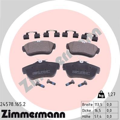 Zimmermann 24578.165.2 - Тормозные колодки, дисковые, комплект avtokuzovplus.com.ua