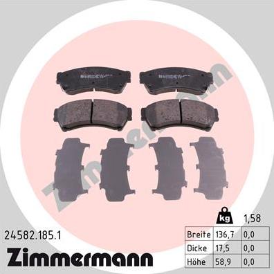 Zimmermann 24582.185.1 - Гальмівні колодки, дискові гальма autocars.com.ua