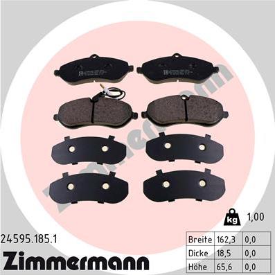 Zimmermann 24595.185.1 - Гальмівні колодки, дискові гальма autocars.com.ua