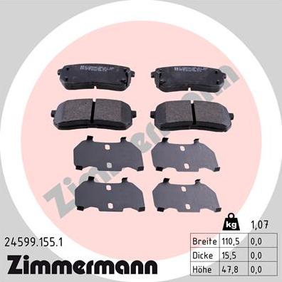 Zimmermann 24599.155.1 - Гальмівні колодки, дискові гальма autocars.com.ua