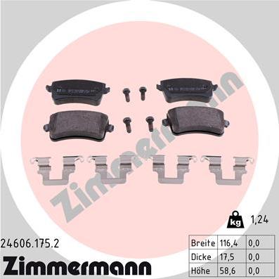 Zimmermann 24606.175.2 - Гальмівні колодки, дискові гальма autocars.com.ua