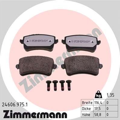 Zimmermann 24606.975.1 - Гальмівні колодки, дискові гальма autocars.com.ua
