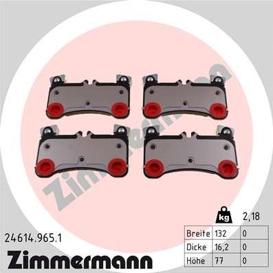 Zimmermann 24614.965.1 - Гальмівні колодки, дискові гальма autocars.com.ua