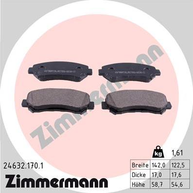 Zimmermann 24632.170.1 - Тормозные колодки, дисковые, комплект autodnr.net