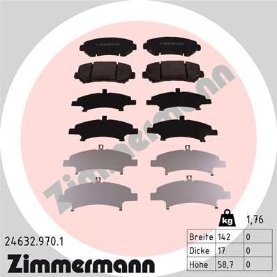Zimmermann 24632.970.1 - Гальмівні колодки, дискові гальма autocars.com.ua