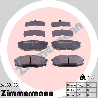 Zimmermann 24653.175.1 - Тормозные колодки, дисковые, комплект avtokuzovplus.com.ua