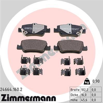 Zimmermann 24664.160.2 - Гальмівні колодки, дискові гальма autocars.com.ua