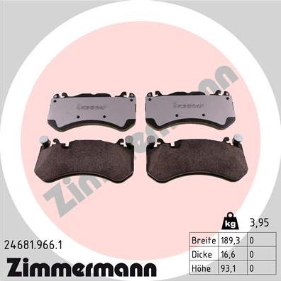 Zimmermann 24681.966.1 - Тормозные колодки, дисковые, комплект avtokuzovplus.com.ua