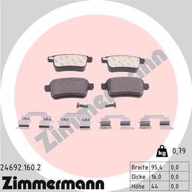 Zimmermann 24692.160.2 - Гальмівні колодки, дискові гальма autocars.com.ua