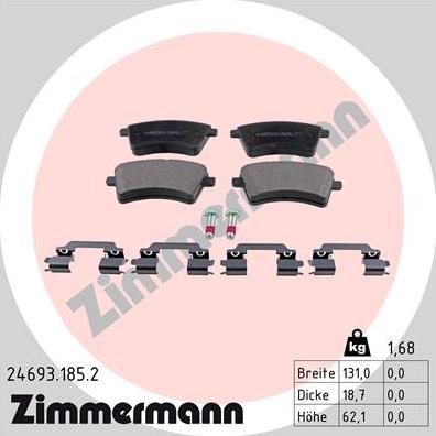 Zimmermann 24693.185.2 - Тормозные колодки, дисковые, комплект avtokuzovplus.com.ua