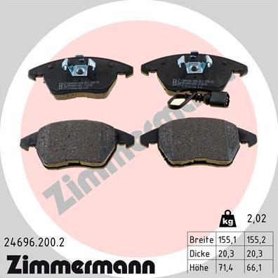 Zimmermann 24696.200.2 - Тормозные колодки, дисковые, комплект autodnr.net