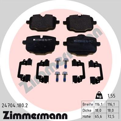 Zimmermann 24704.180.2 - Гальмівні колодки, дискові гальма autocars.com.ua