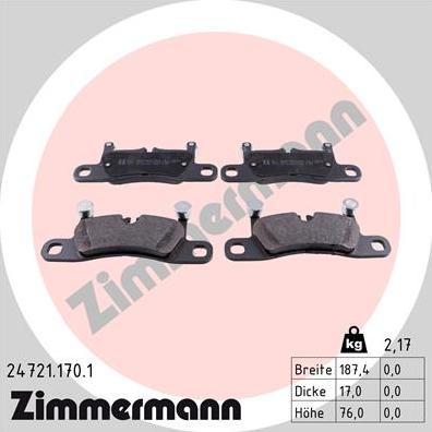 Zimmermann 24721.170.1 - Гальмівні колодки, дискові гальма autocars.com.ua