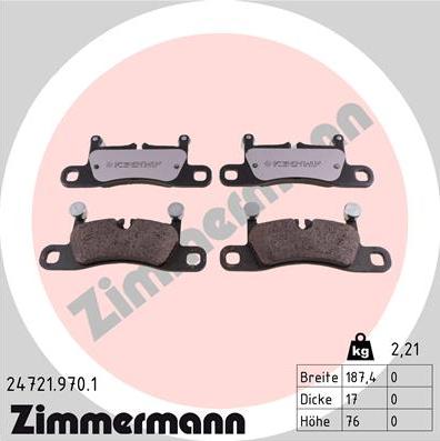 Zimmermann 24721.970.1 - Гальмівні колодки, дискові гальма autocars.com.ua