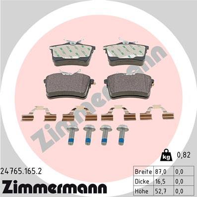 Zimmermann 24765.165.2 - Тормозные колодки, дисковые, комплект autodnr.net