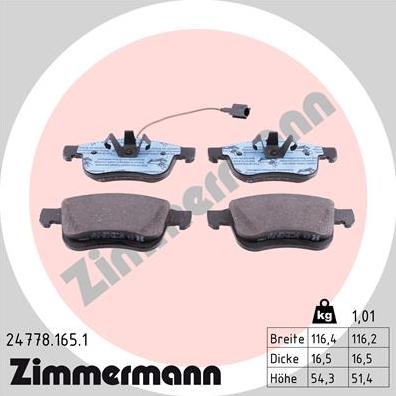 Zimmermann 24778.165.1 - Гальмівні колодки, дискові гальма autocars.com.ua