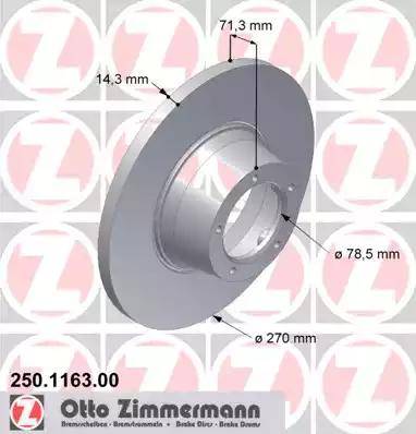 Zimmermann 250.1163.00 - Гальмівний диск autocars.com.ua