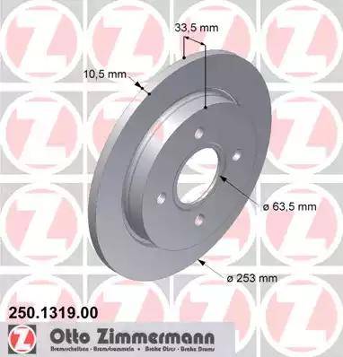 Zimmermann 250.1319.00 - Гальмівний диск autocars.com.ua