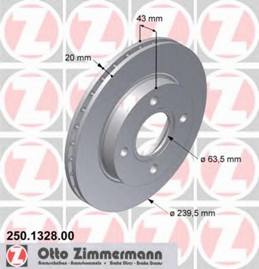 Zimmermann 250.1328.00 - Гальмівний диск autocars.com.ua