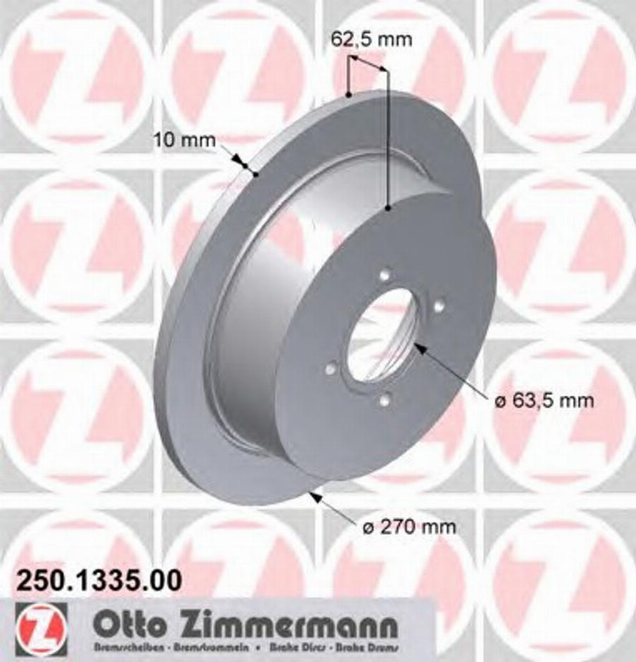 Zimmermann 250 1335 00 - Гальмівний диск autocars.com.ua