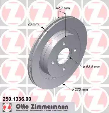 Zimmermann 250.1336.00 - Тормозной диск avtokuzovplus.com.ua