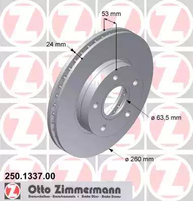 Zimmermann 250.1337.00 - Гальмівний диск autocars.com.ua