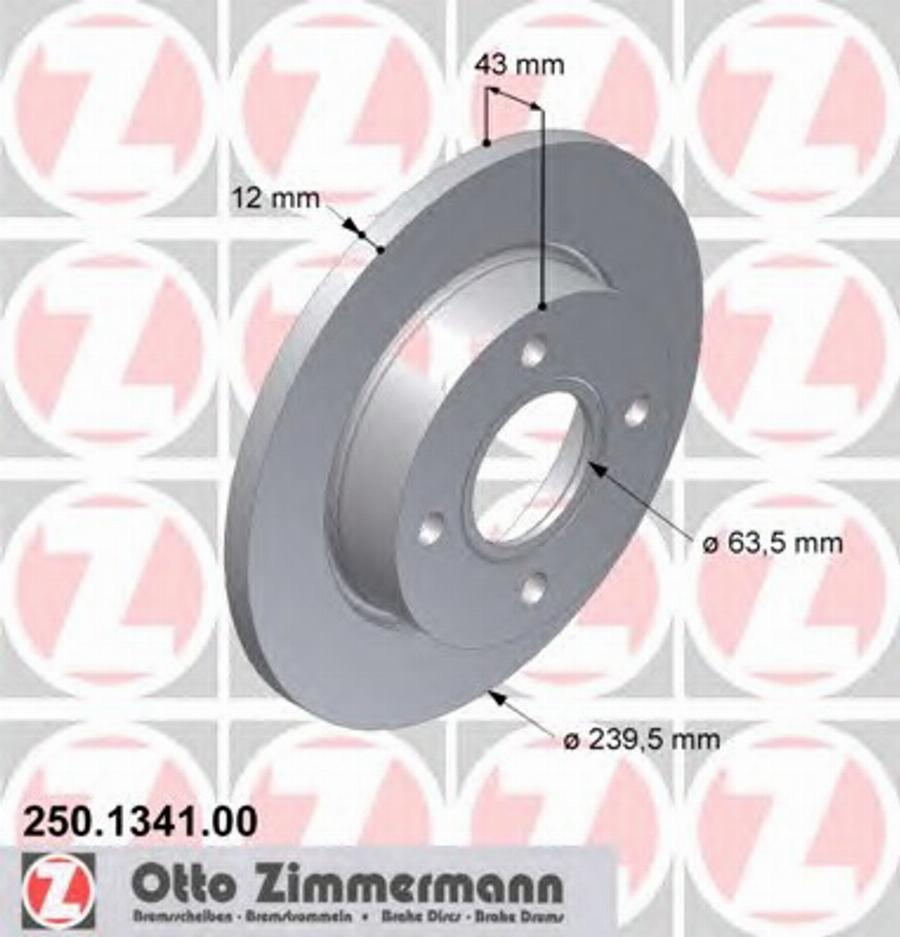 Zimmermann 250 1341 00 - Тормозной диск avtokuzovplus.com.ua