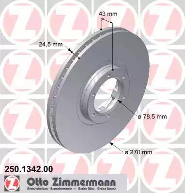 Zimmermann 250.1342.00 - Гальмівний диск autocars.com.ua