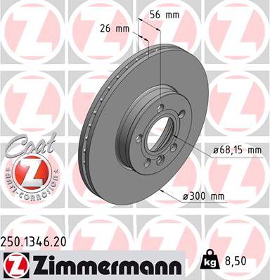 Zimmermann 250.1346.20 - Тормозной диск avtokuzovplus.com.ua