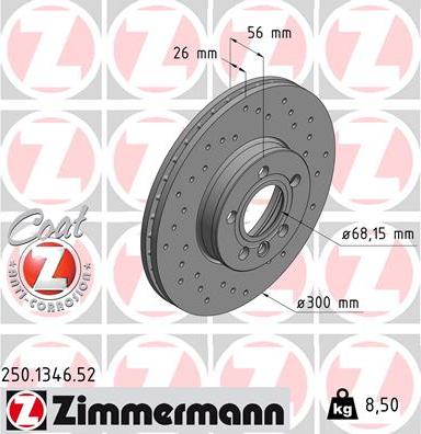 Zimmermann 250.1346.52 - Гальмівний диск autocars.com.ua