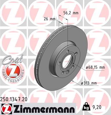 Zimmermann 250.1347.20 - Гальмівний диск autocars.com.ua