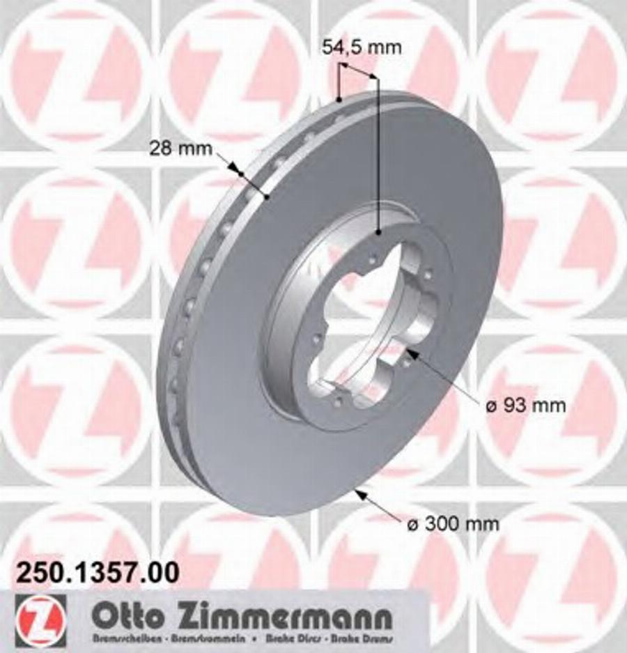 Zimmermann 250.1357.00 - Гальмівний диск autocars.com.ua