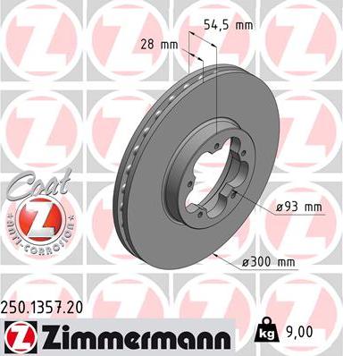 Zimmermann 250.1357.20 - Гальмівний диск autocars.com.ua