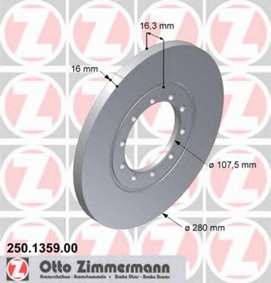 Zimmermann 250.1359.00 - Гальмівний диск autocars.com.ua