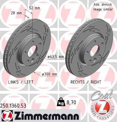 Zimmermann 250.1360.53 - Гальмівний диск autocars.com.ua