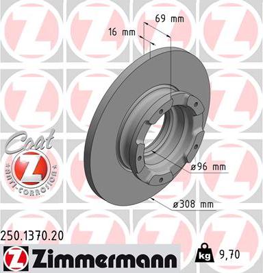 Zimmermann 250.1370.20 - Тормозной диск avtokuzovplus.com.ua