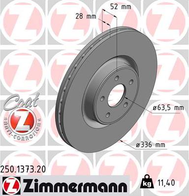 Zimmermann 250.1373.20 - Тормозной диск autodnr.net