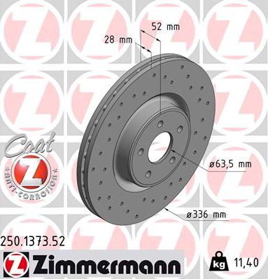 Zimmermann 250.1373.52 - Гальмівний диск autocars.com.ua