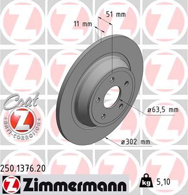 Zimmermann 250.1376.20 - Тормозной диск avtokuzovplus.com.ua