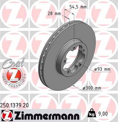 Zimmermann 250.1379.20 - Гальмівний диск autocars.com.ua