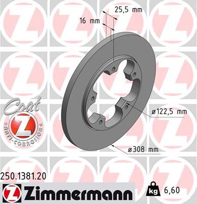 Zimmermann 250.1381.20 - Тормозной диск autodnr.net