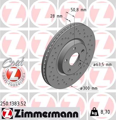 Zimmermann 250.1383.52 - Тормозной диск autodnr.net