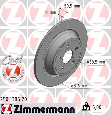 Zimmermann 250.1385.20 - Тормозной диск avtokuzovplus.com.ua