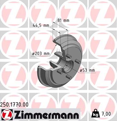 Zimmermann 250.1770.00 - Тормозной барабан autodnr.net
