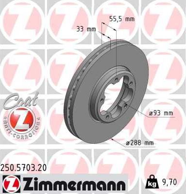 Zimmermann 250.5703.20 - Тормозной диск avtokuzovplus.com.ua