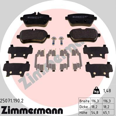 Zimmermann 25071.190.2 - Гальмівні колодки, дискові гальма autocars.com.ua