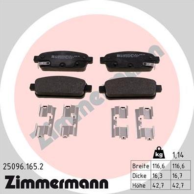 Zimmermann 25096.165.2 - Тормозные колодки, дисковые, комплект autodnr.net