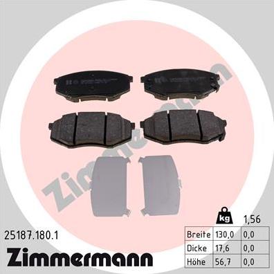 Zimmermann 25187.180.1 - Гальмівні колодки, дискові гальма autocars.com.ua